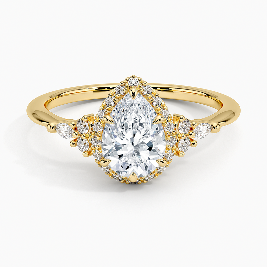 1.25 Karat Damla Halo Tasarım Tektaş Laboratuvar Pırlanta Yüzük 18K -Amara - Bold Diamonds