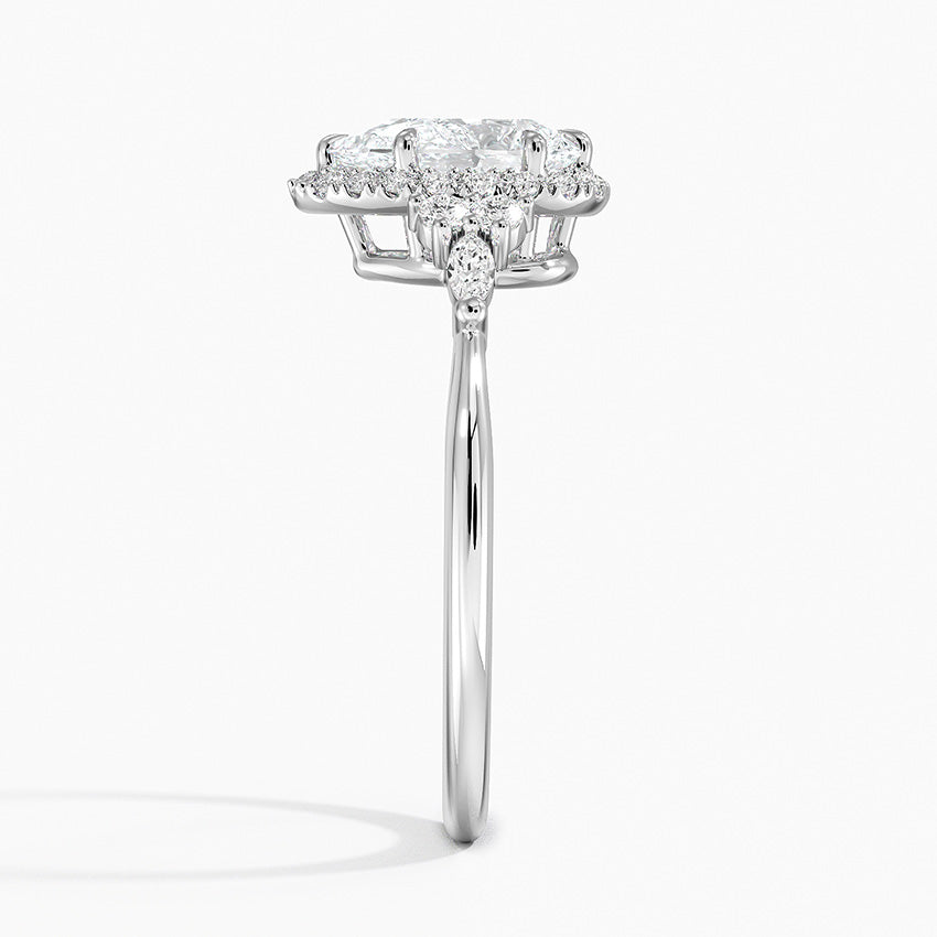 1.25 Karat Damla Halo Tasarım Tektaş Laboratuvar Pırlanta Yüzük 18K -Amara - Bold Diamonds