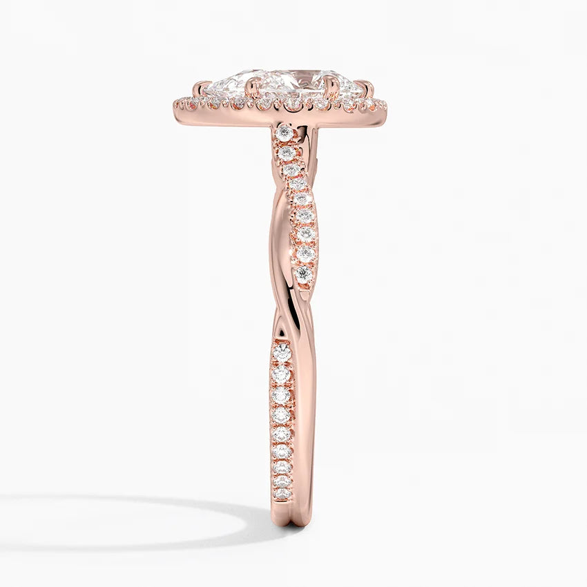 1.25 Karat Damla Halo Tasarım Tektaş Laboratuvar Pırlanta Yüzük 18K -Diamora - Bold Diamonds