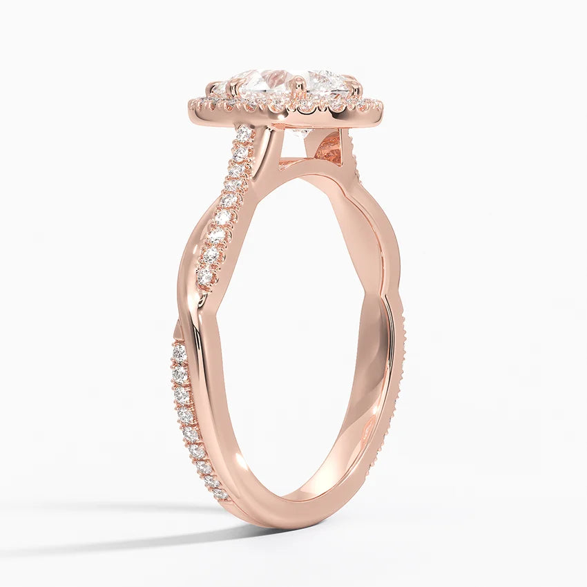 1.25 Karat Damla Halo Tasarım Tektaş Laboratuvar Pırlanta Yüzük 18K -Diamora - Bold Diamonds