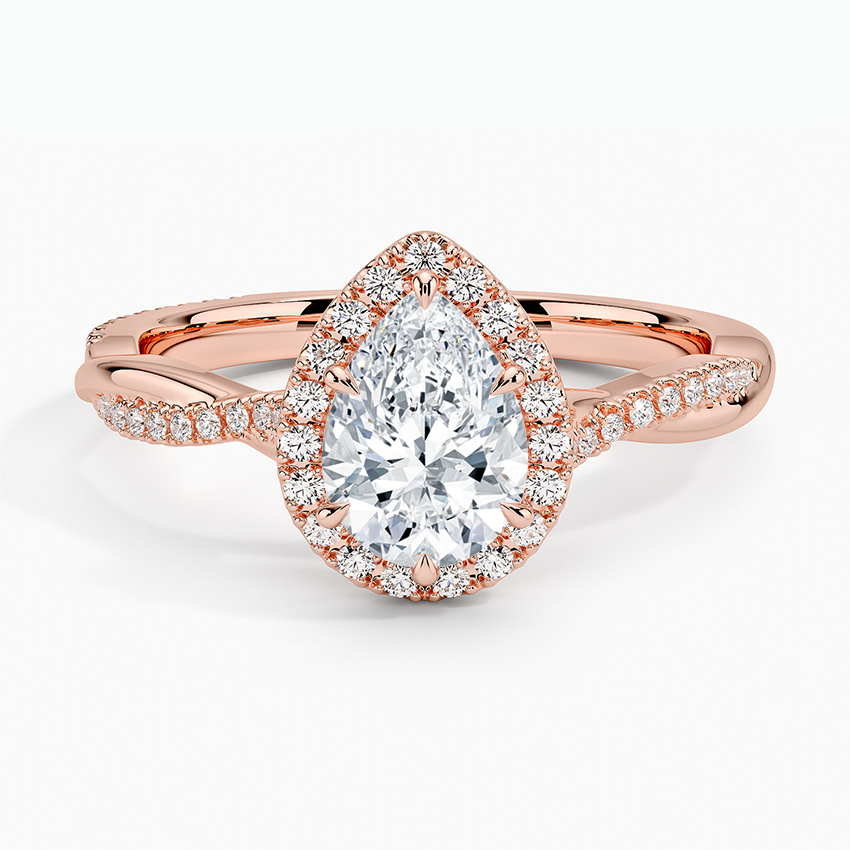 1.25 Karat Damla Halo Tasarım Tektaş Laboratuvar Pırlanta Yüzük 18K -Diamora - Bold Diamonds