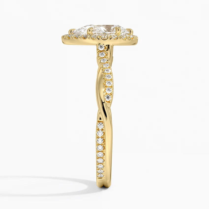 1.25 Karat Damla Halo Tasarım Tektaş Laboratuvar Pırlanta Yüzük 18K -Diamora - Bold Diamonds