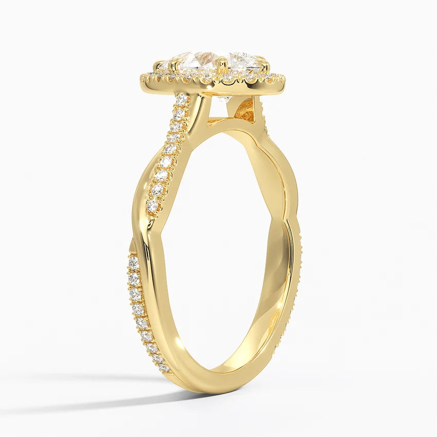 1.25 Karat Damla Halo Tasarım Tektaş Laboratuvar Pırlanta Yüzük 18K -Diamora - Bold Diamonds