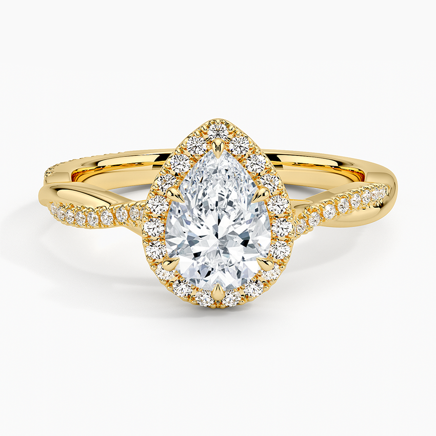 1.25 Karat Damla Halo Tasarım Tektaş Laboratuvar Pırlanta Yüzük 18K -Diamora - Bold Diamonds