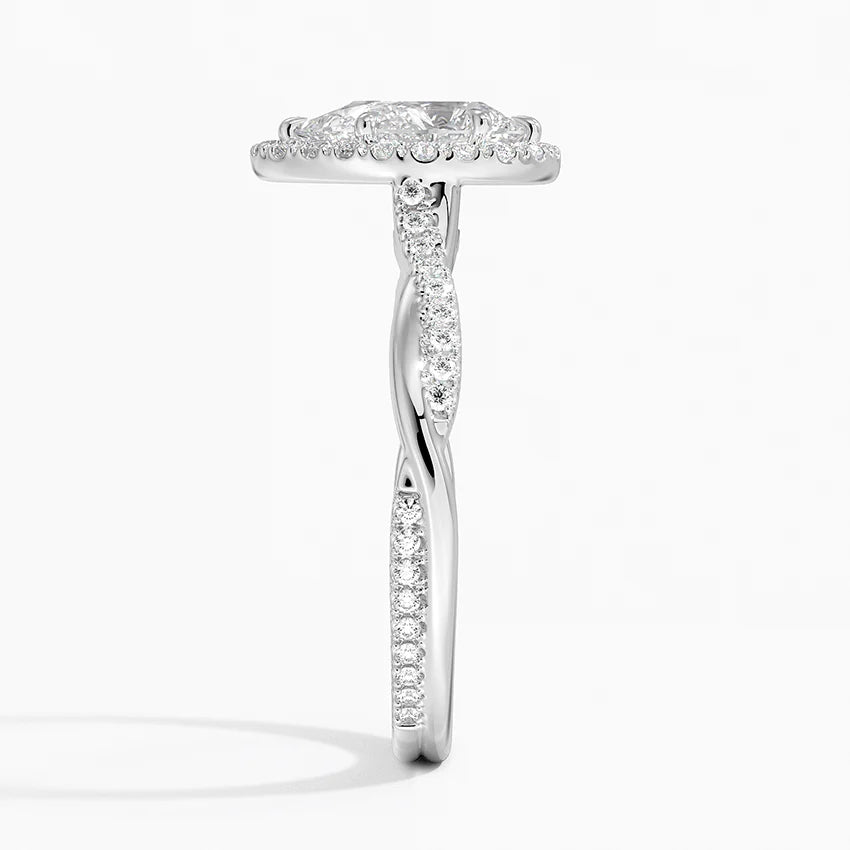 1.25 Karat Damla Halo Tasarım Tektaş Laboratuvar Pırlanta Yüzük 18K -Diamora - Bold Diamonds