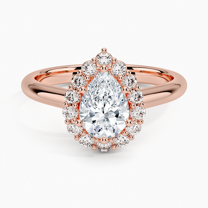 1.25 Karat Damla Halo Tasarım Tektaş Laboratuvar Pırlanta Yüzük 18K -Illumina - Bold Diamonds