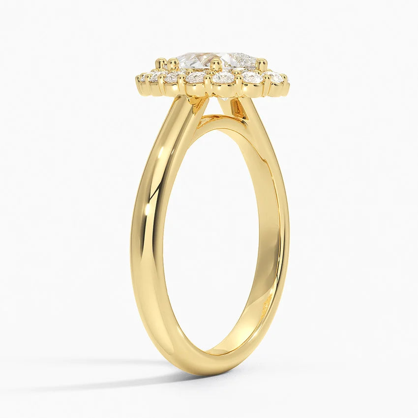 1.25 Karat Damla Halo Tasarım Tektaş Laboratuvar Pırlanta Yüzük 18K -Illumina - Bold Diamonds