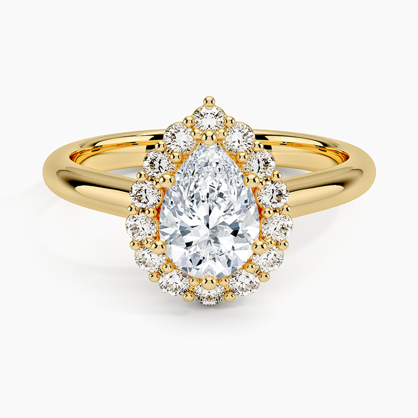1.25 Karat Damla Halo Tasarım Tektaş Laboratuvar Pırlanta Yüzük 18K -Illumina - Bold Diamonds
