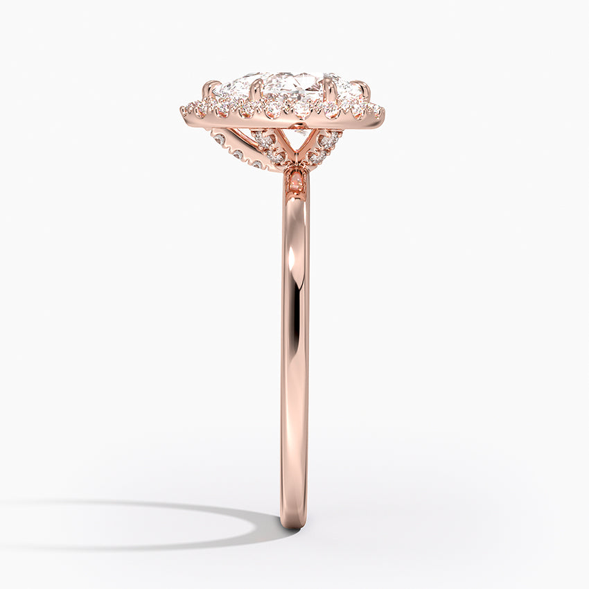 1.25 Karat Damla Halo Tasarım Tektaş Laboratuvar Pırlanta Yüzük 18K - Ophelia - Bold Diamonds
