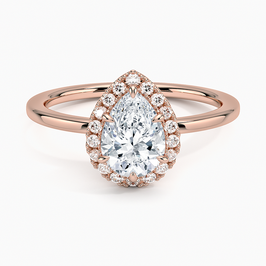 1.25 Karat Damla Halo Tasarım Tektaş Laboratuvar Pırlanta Yüzük 18K - Ophelia - Bold Diamonds