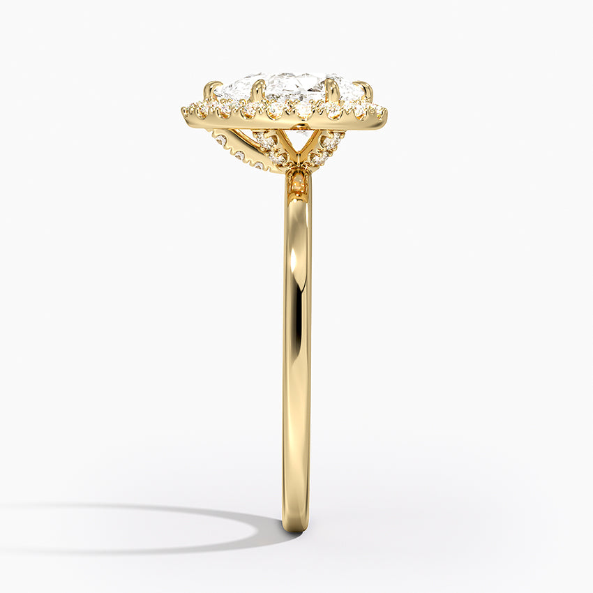 1.25 Karat Damla Halo Tasarım Tektaş Laboratuvar Pırlanta Yüzük 18K - Ophelia - Bold Diamonds