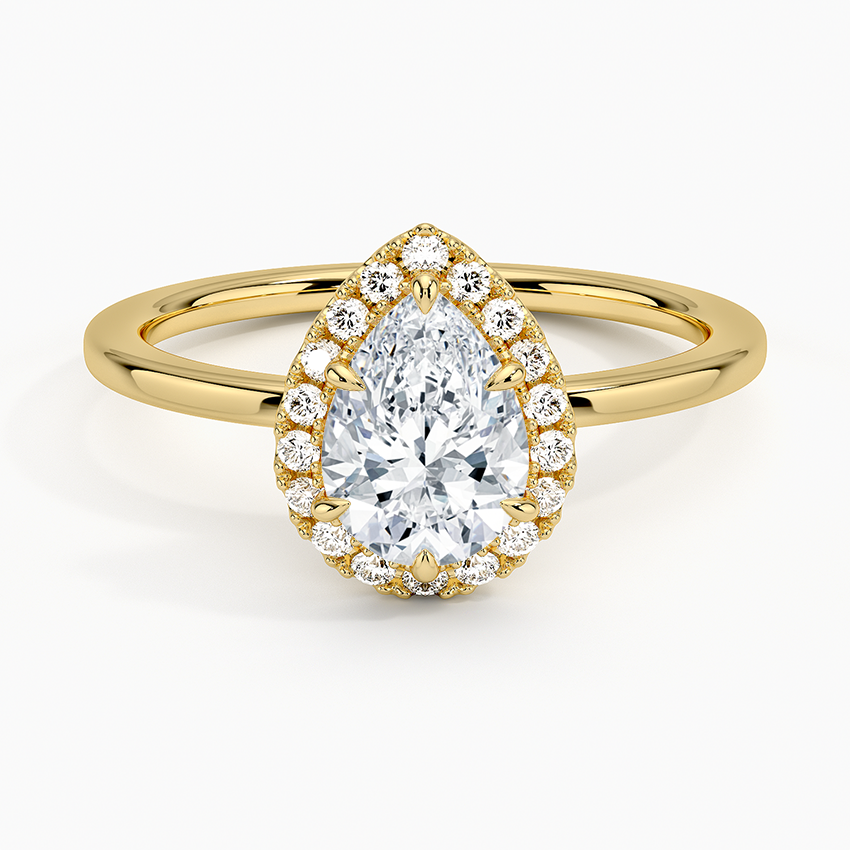 1.25 Karat Damla Halo Tasarım Tektaş Laboratuvar Pırlanta Yüzük 18K - Ophelia - Bold Diamonds