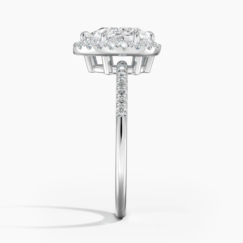 1.25 Karat Damla Halo Tasarım Tektaş Laboratuvar Pırlanta Yüzük 18K -Valora - Bold Diamonds
