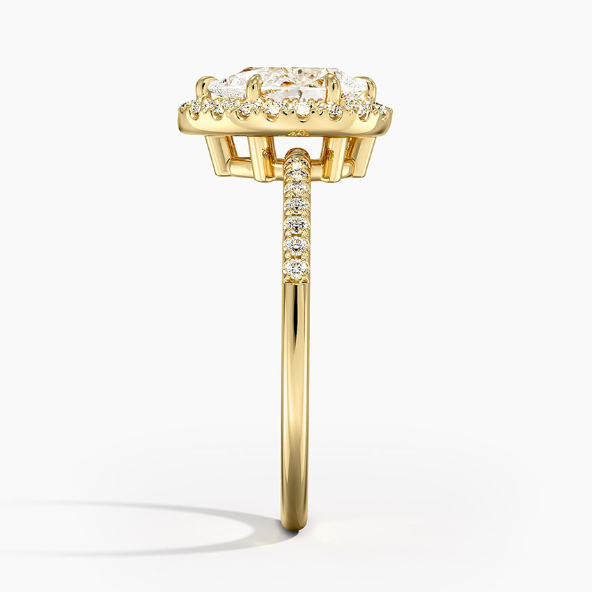 1.25 Karat Damla Halo Tasarım Tektaş Laboratuvar Pırlanta Yüzük 18K -Valora - Bold Diamonds
