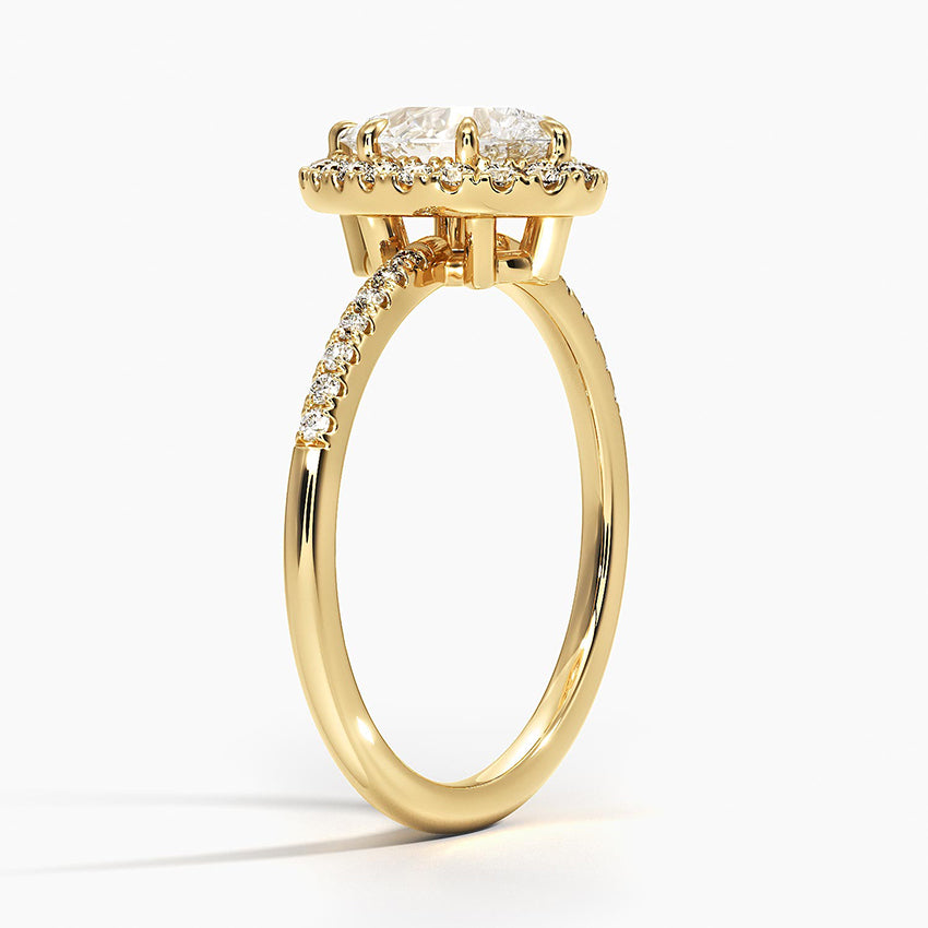 1.25 Karat Damla Halo Tasarım Tektaş Laboratuvar Pırlanta Yüzük 18K -Valora - Bold Diamonds