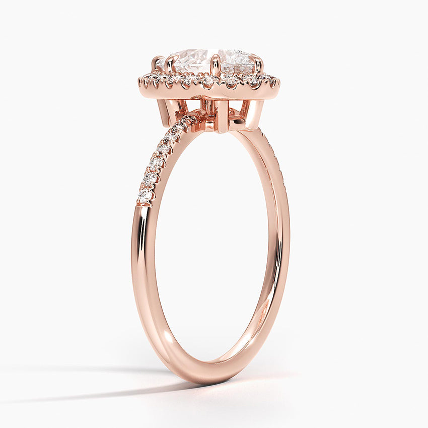 1.25 Karat Damla Halo Tasarım Tektaş Laboratuvar Pırlanta Yüzük 18K -Valora - Bold Diamonds