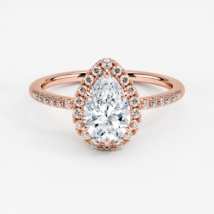 1.25 Karat Damla Halo Tasarım Tektaş Laboratuvar Pırlanta Yüzük 18K -Valora - Bold Diamonds