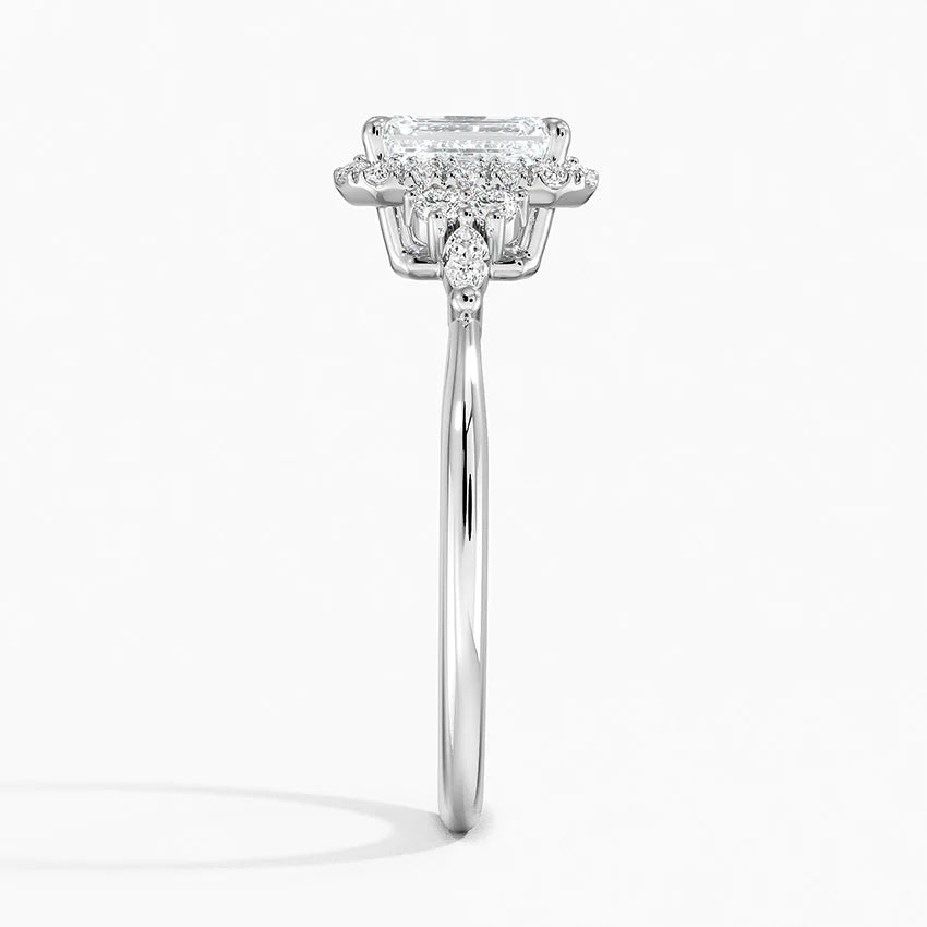 1.25 Karat Emerald Halo Tasarım Tektaş Laboratuvar Pırlanta Yüzük 18K -Amara - Bold Diamonds