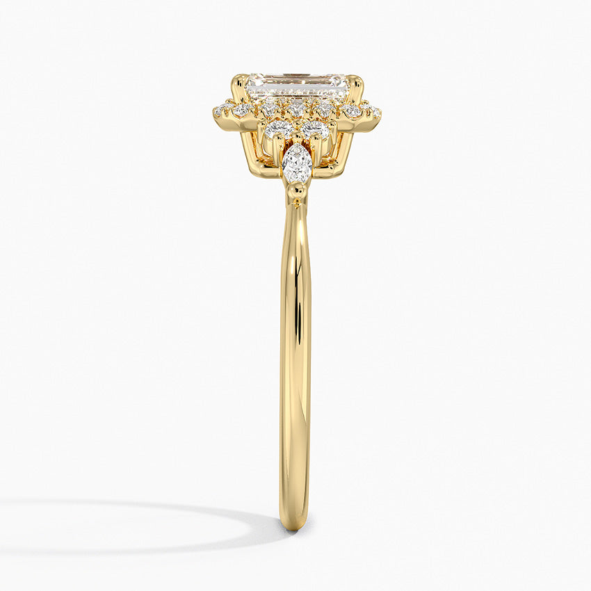1.25 Karat Emerald Halo Tasarım Tektaş Laboratuvar Pırlanta Yüzük 18K -Amara - Bold Diamonds