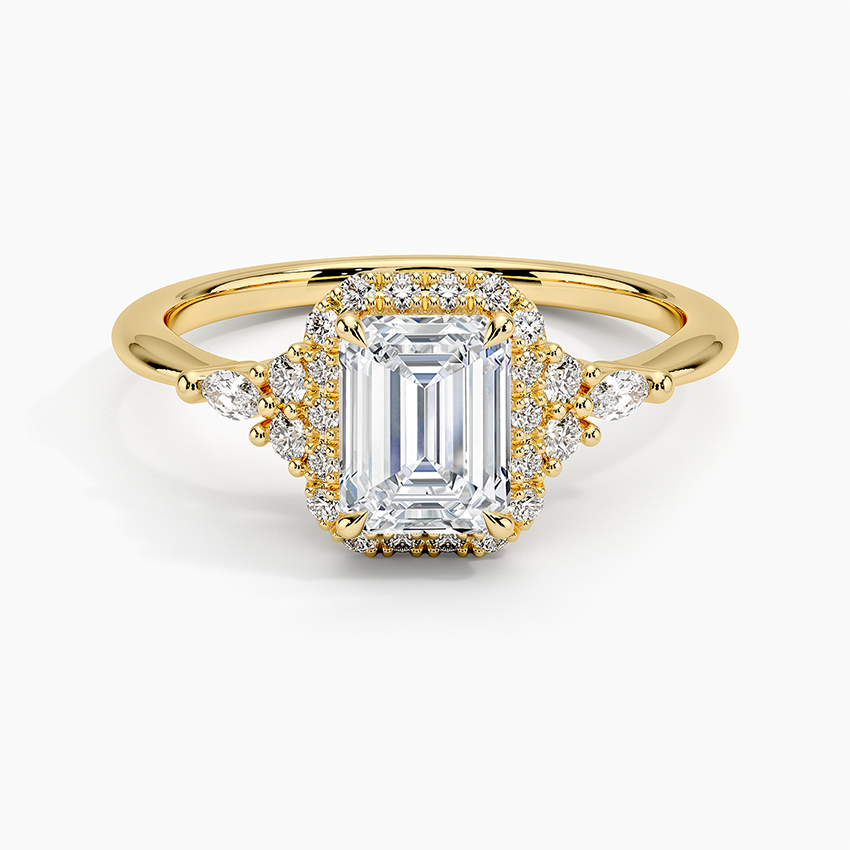 1.25 Karat Emerald Halo Tasarım Tektaş Laboratuvar Pırlanta Yüzük 18K -Amara - Bold Diamonds