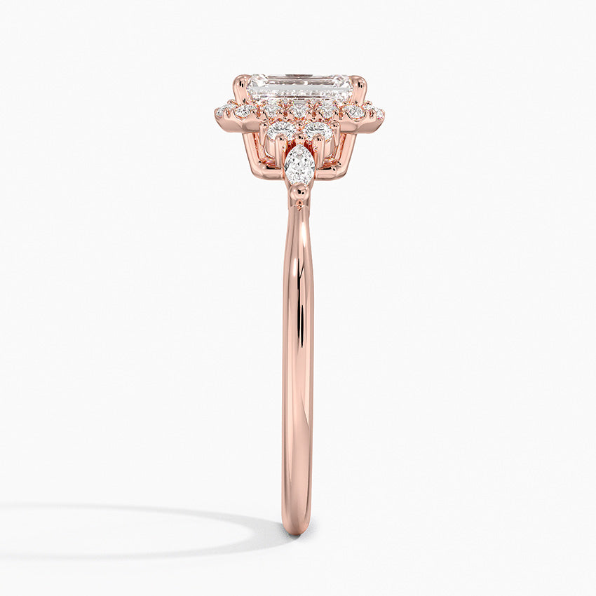1.25 Karat Emerald Halo Tasarım Tektaş Laboratuvar Pırlanta Yüzük 18K -Amara - Bold Diamonds