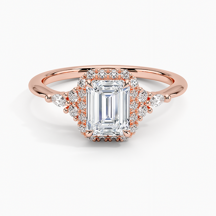 1.25 Karat Emerald Halo Tasarım Tektaş Laboratuvar Pırlanta Yüzük 18K -Amara - Bold Diamonds