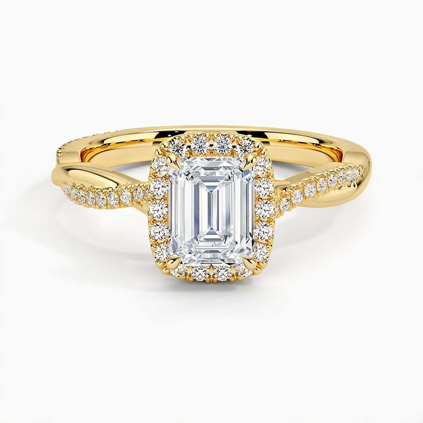 1.25 Karat Emerald Halo Tasarım Tektaş Laboratuvar Pırlanta Yüzük 18K -Diamora - Bold Diamonds