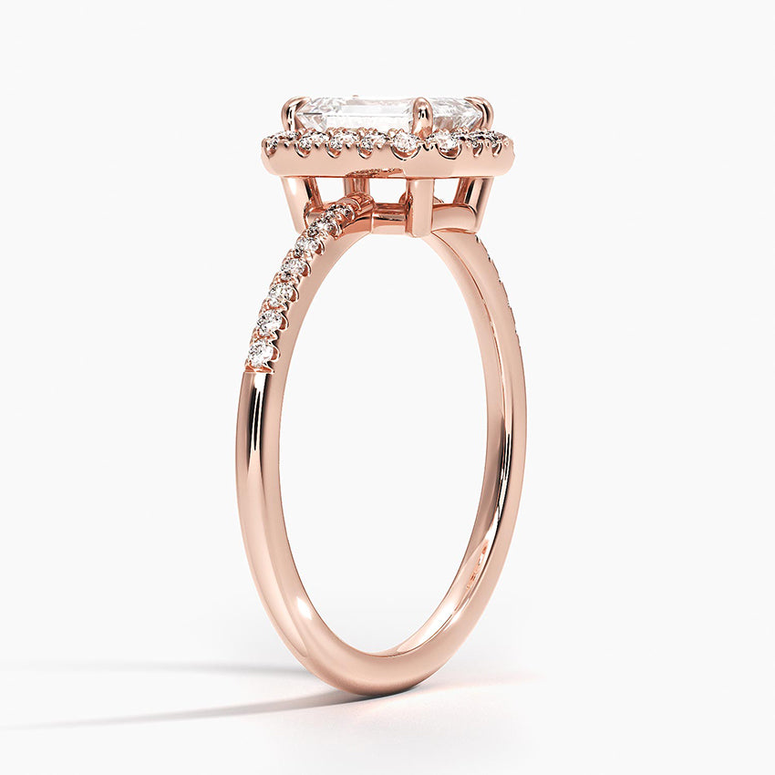 1.25 Karat Emerald Halo Tasarım Tektaş Laboratuvar Pırlanta Yüzük 18K -Valora - Bold Diamonds