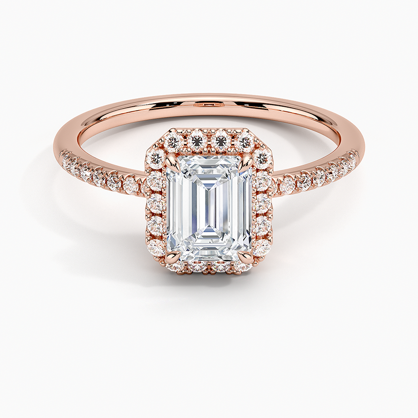 1.25 Karat Emerald Halo Tasarım Tektaş Laboratuvar Pırlanta Yüzük 18K -Valora - Bold Diamonds