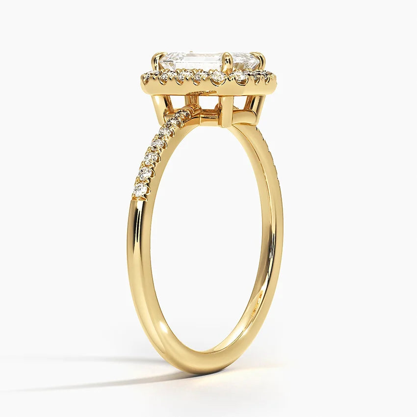 1.25 Karat Emerald Halo Tasarım Tektaş Laboratuvar Pırlanta Yüzük 18K -Valora - Bold Diamonds