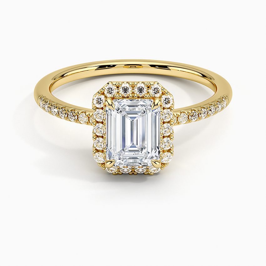 1.25 Karat Emerald Halo Tasarım Tektaş Laboratuvar Pırlanta Yüzük 18K -Valora - Bold Diamonds