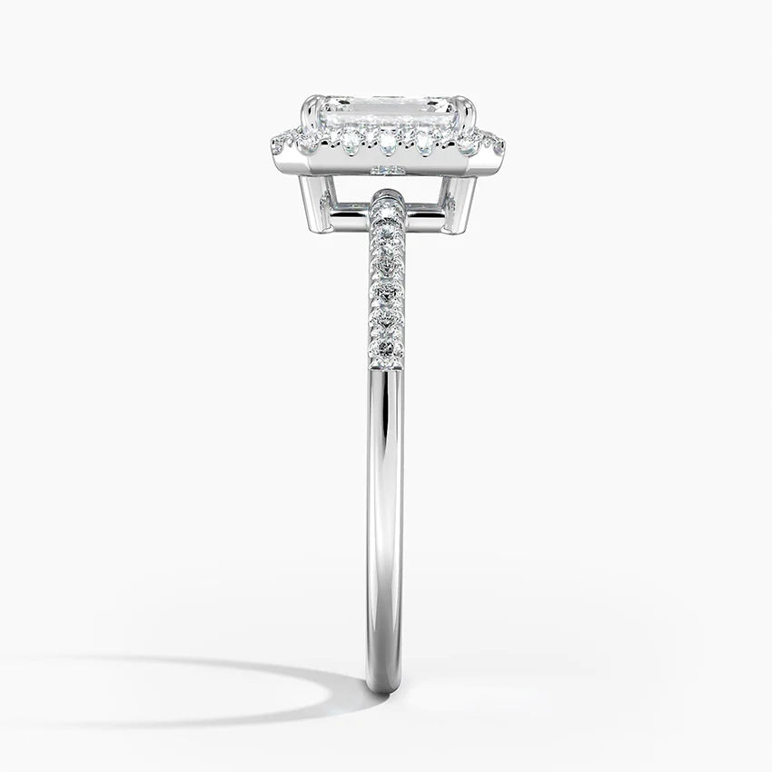 1.25 Karat Emerald Halo Tasarım Tektaş Laboratuvar Pırlanta Yüzük 18K -Valora - Bold Diamonds