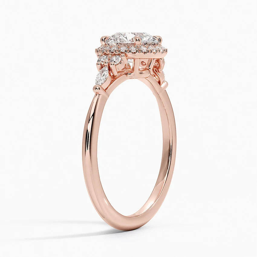 1.25 Karat Halo Tasarım Tektaş Laboratuvar Pırlanta Yüzük 18K -Amara - Bold Diamonds