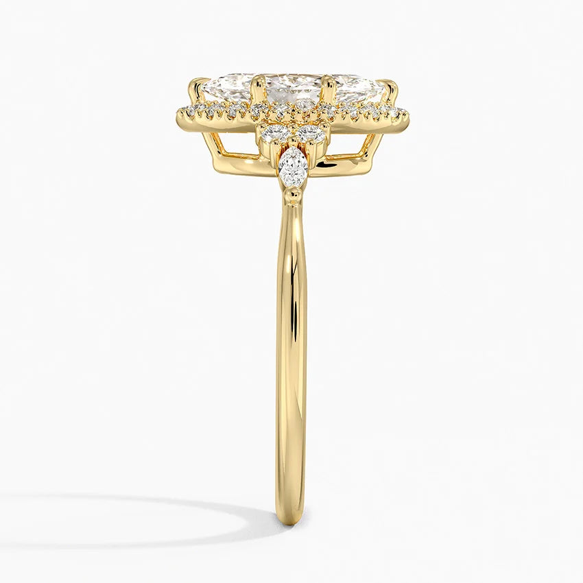 1.25 Karat Marquise Halo Tasarım Tektaş Laboratuvar Pırlanta Yüzük 18K -Amara - Bold Diamonds