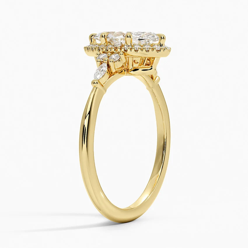 1.25 Karat Marquise Halo Tasarım Tektaş Laboratuvar Pırlanta Yüzük 18K -Amara - Bold Diamonds