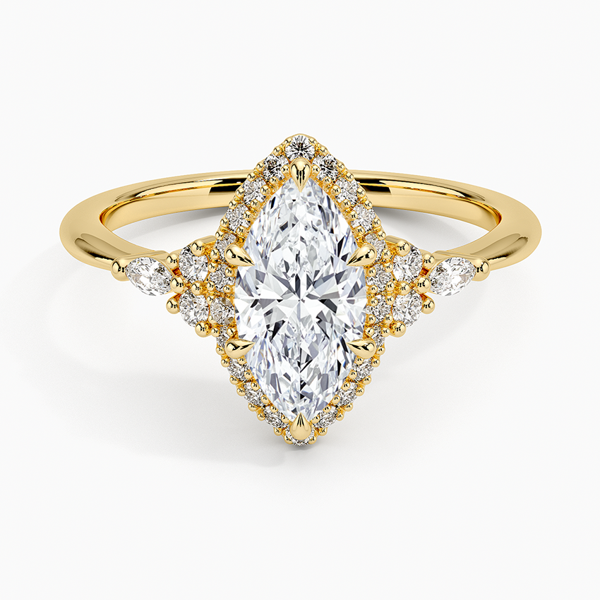 1.25 Karat Marquise Halo Tasarım Tektaş Laboratuvar Pırlanta Yüzük 18K -Amara - Bold Diamonds