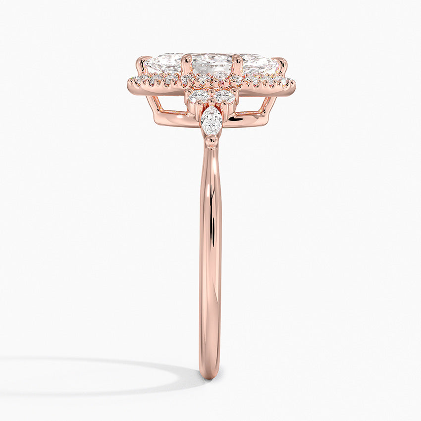 1.25 Karat Marquise Halo Tasarım Tektaş Laboratuvar Pırlanta Yüzük 18K -Amara - Bold Diamonds