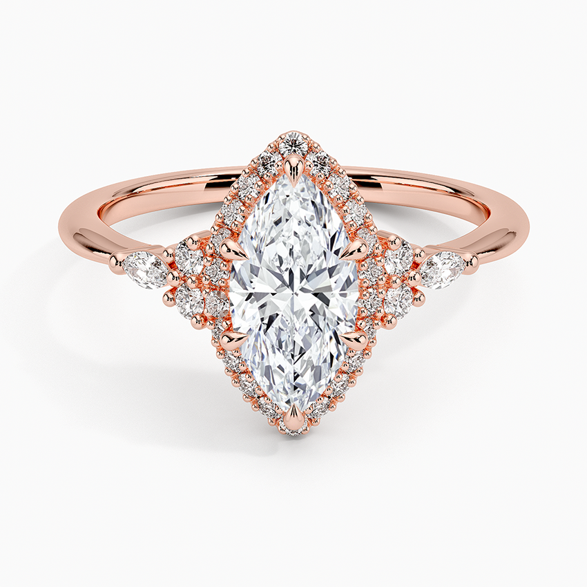 1.25 Karat Marquise Halo Tasarım Tektaş Laboratuvar Pırlanta Yüzük 18K -Amara - Bold Diamonds