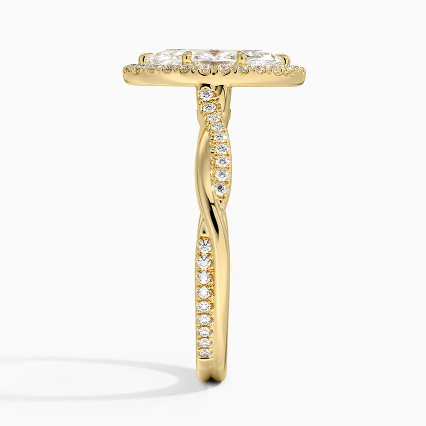 1.25 Karat Marquise Halo Tasarım Tektaş Laboratuvar Pırlanta Yüzük 18K -Diamora - Bold Diamonds