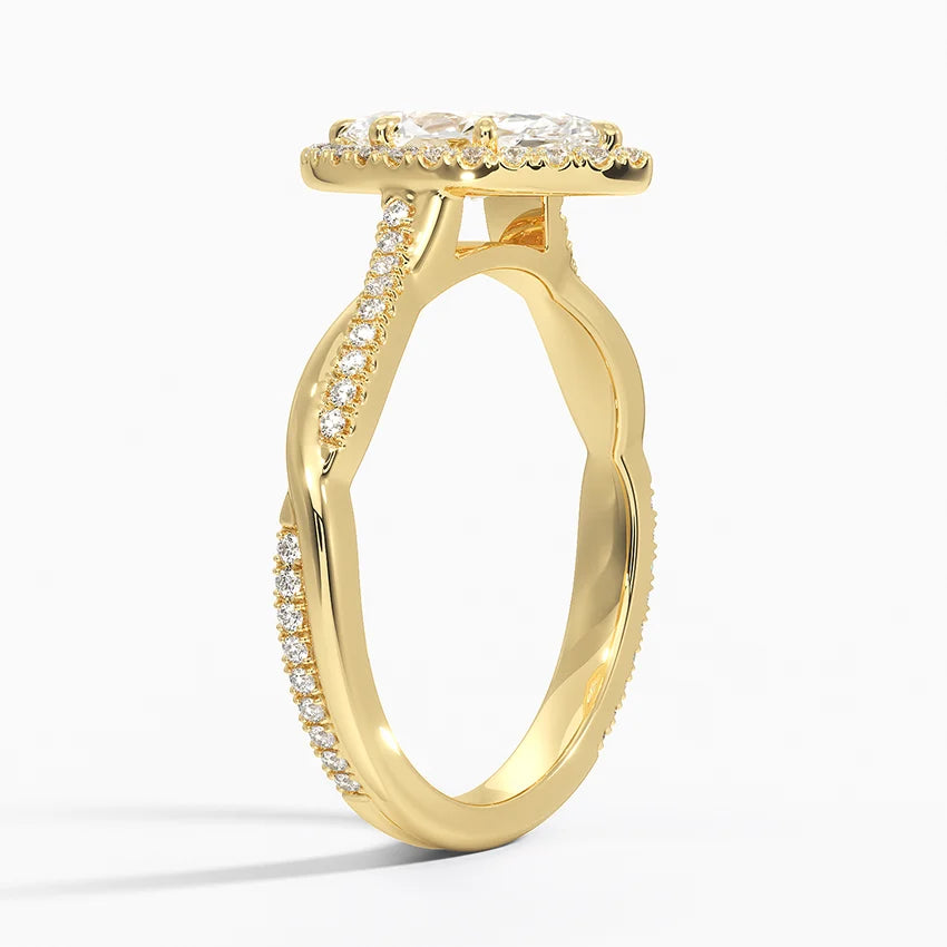 1.25 Karat Marquise Halo Tasarım Tektaş Laboratuvar Pırlanta Yüzük 18K -Diamora - Bold Diamonds