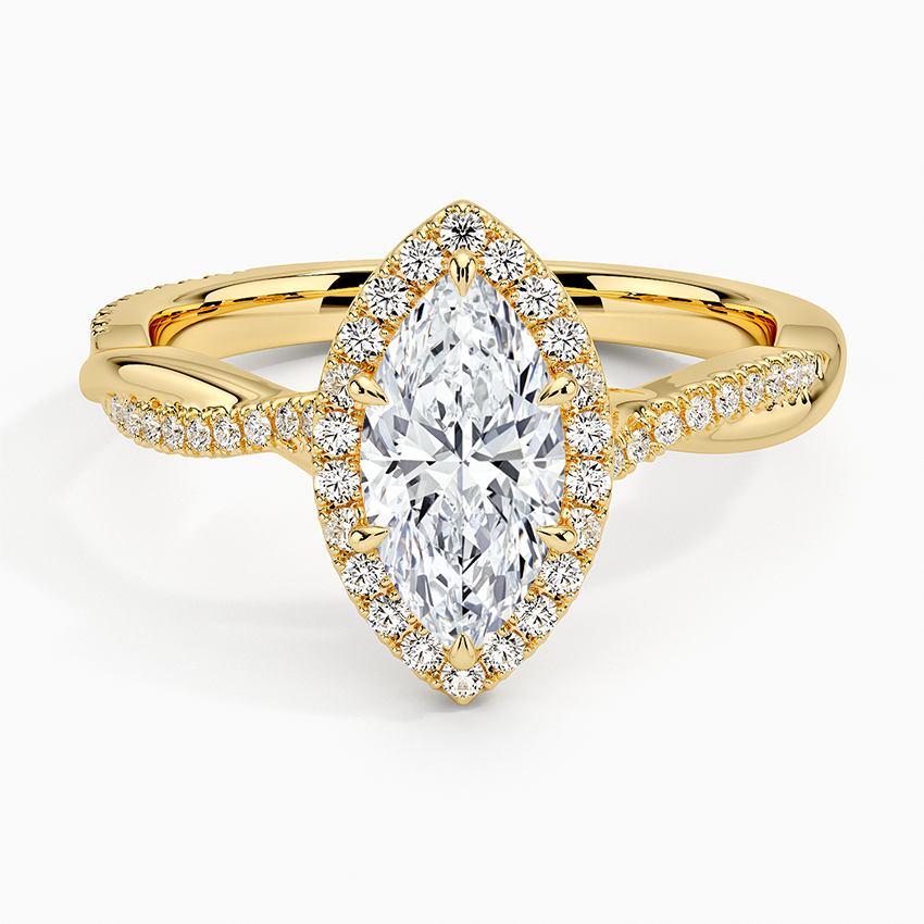 1.25 Karat Marquise Halo Tasarım Tektaş Laboratuvar Pırlanta Yüzük 18K -Diamora - Bold Diamonds