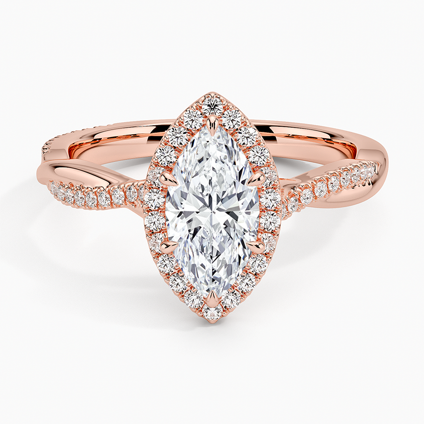 1.25 Karat Marquise Halo Tasarım Tektaş Laboratuvar Pırlanta Yüzük 18K -Diamora - Bold Diamonds