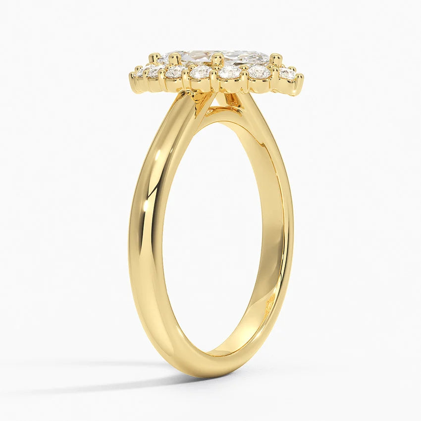 1.25 Karat Marquise Halo Tasarım Tektaş Laboratuvar Pırlanta Yüzük 18K-Illumina - Bold Diamonds