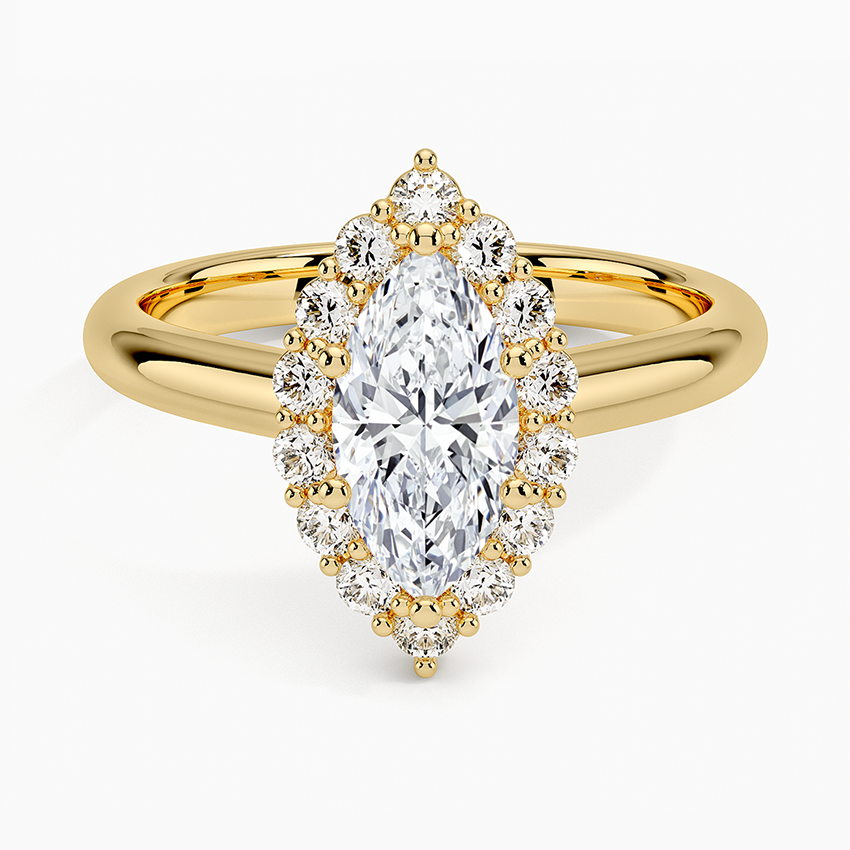 1.25 Karat Marquise Halo Tasarım Tektaş Laboratuvar Pırlanta Yüzük 18K-Illumina - Bold Diamonds