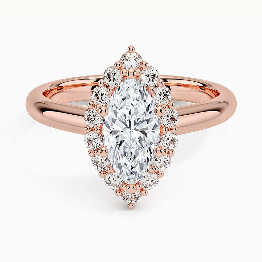 1.25 Karat Marquise Halo Tasarım Tektaş Laboratuvar Pırlanta Yüzük 18K-Illumina - Bold Diamonds