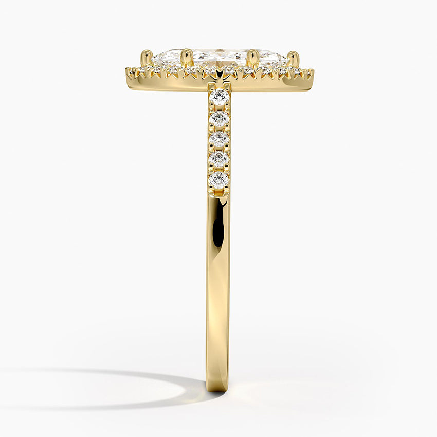 1,25 Karat Marquise Halo Tasarım Tektaş Laboratuvar Pırlanta Yüzük 18K - Lunara - Bold Diamonds