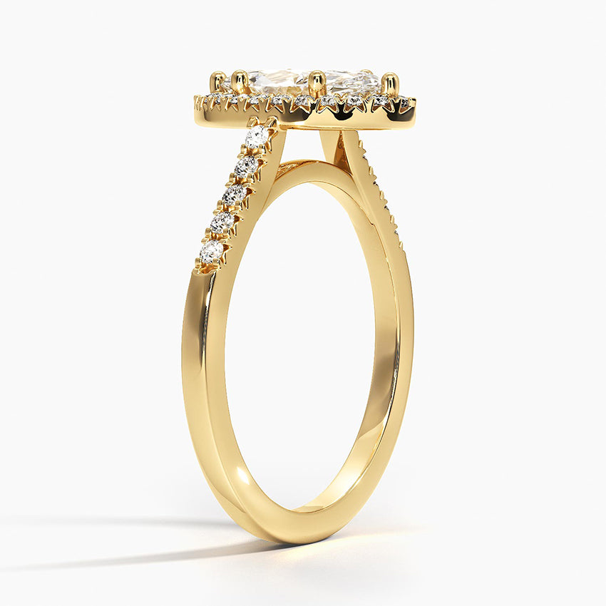 1,25 Karat Marquise Halo Tasarım Tektaş Laboratuvar Pırlanta Yüzük 18K - Lunara - Bold Diamonds