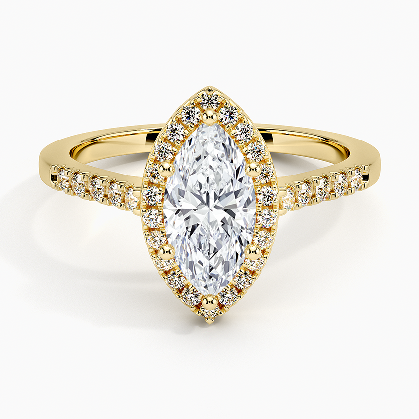 1,25 Karat Marquise Halo Tasarım Tektaş Laboratuvar Pırlanta Yüzük 18K - Lunara - Bold Diamonds