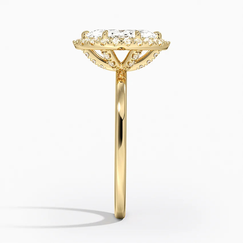 1.25 Karat Marquise Halo Tasarım Tektaş Laboratuvar Pırlanta Yüzük 18K -Ophelia - Bold Diamonds