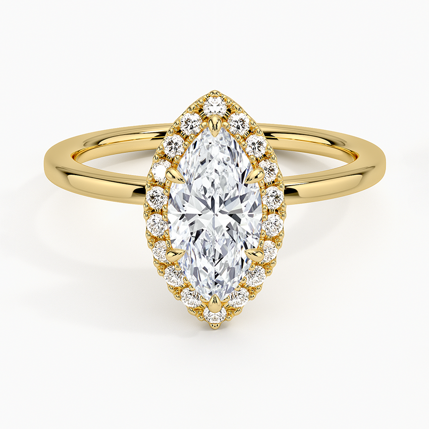 1.25 Karat Marquise Halo Tasarım Tektaş Laboratuvar Pırlanta Yüzük 18K -Ophelia - Bold Diamonds
